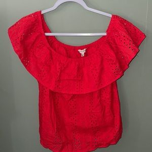 Juniors Large Red Orange Blouse